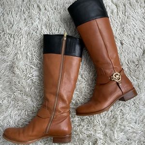 Michael Kors leather riding boots rare tan & black